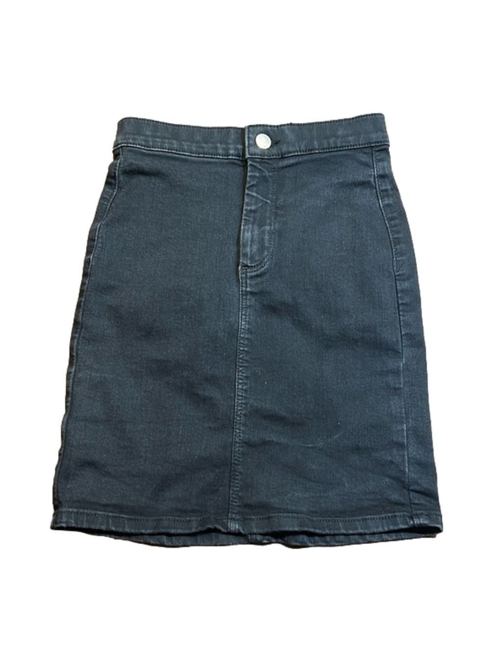 TOPSHOP Black Faded Denim Jean Skirt Size 2